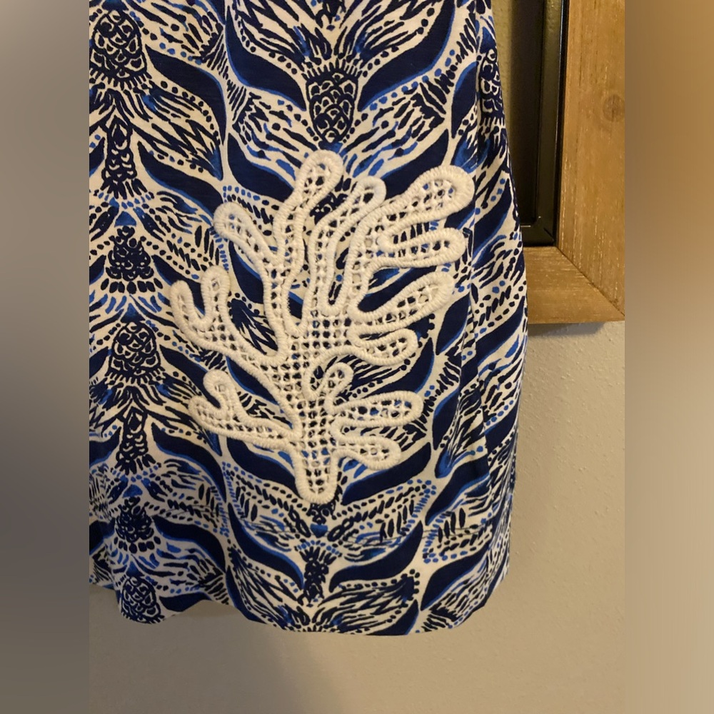 Lilly Pulitzer Womens 3/4 Sleeve Beach Coral Reef Navy Dress- Medium - Picture 3 of 5